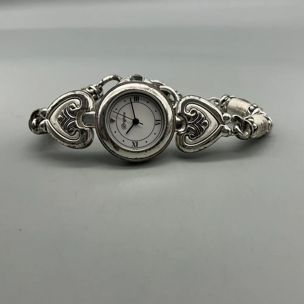 Brighton Bristol Womens Watch 25mm White Dial Silver Tone Hearts New Battery